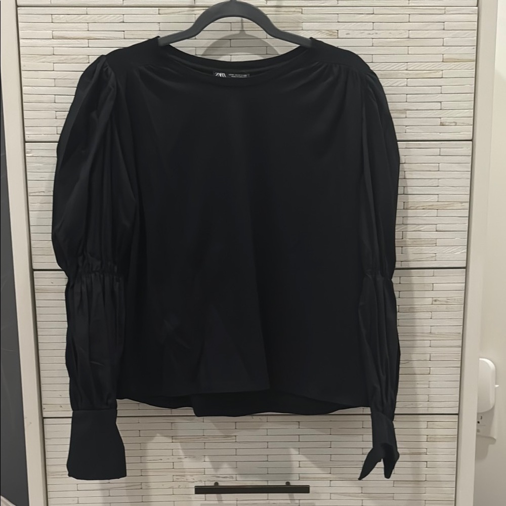 Zara Black Puff Sleeve Blouse